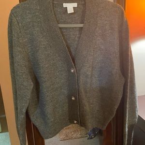 V-neck Sweater with Pearl Buttons